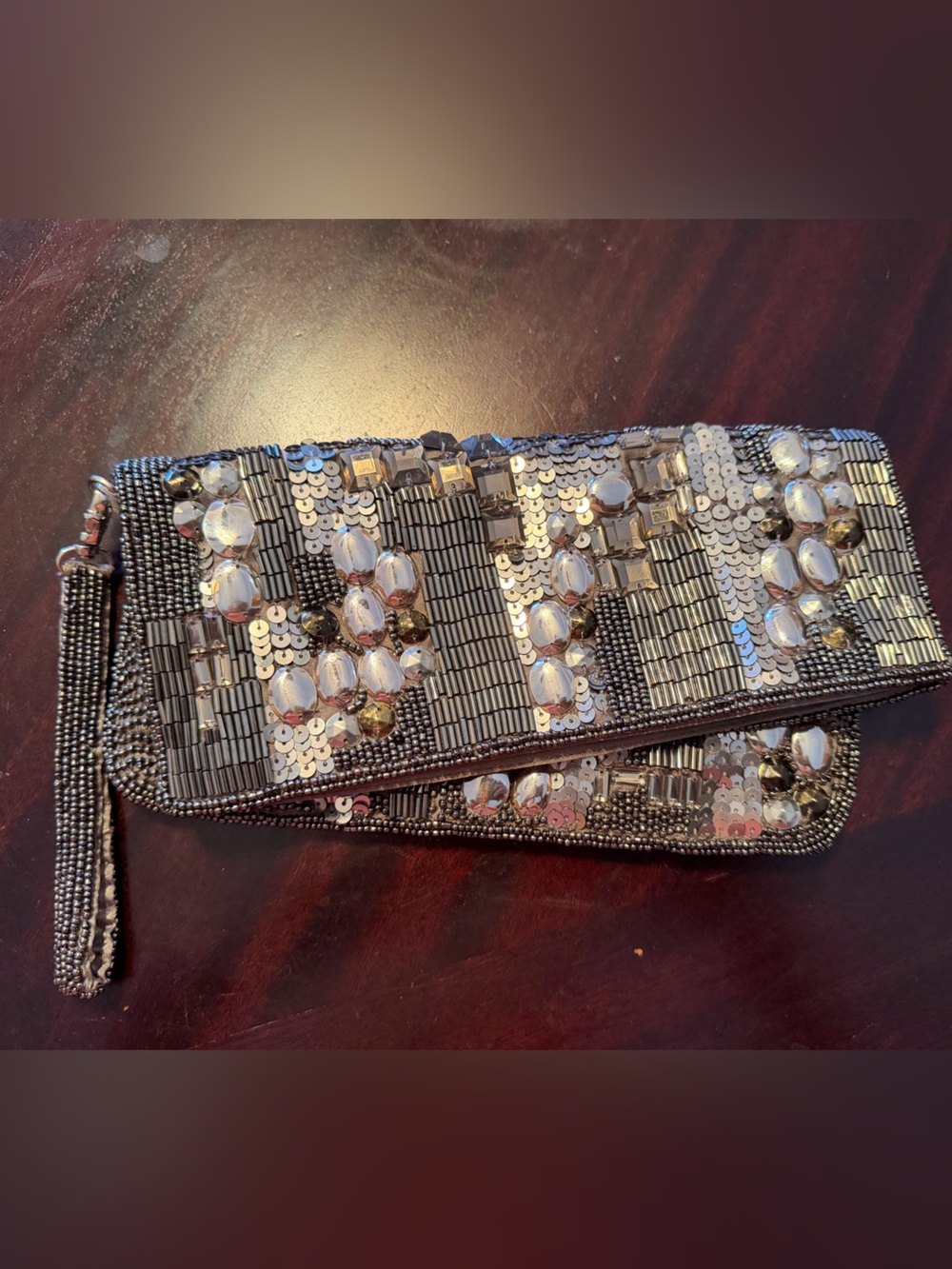 Bebe Beaded Sequin Rhinestone Evening Clutch Wristlet – Y2K